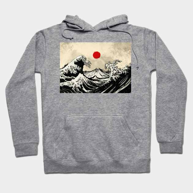 Hokusai waves sumi e style Hoodie by MCAshe spiritual art 